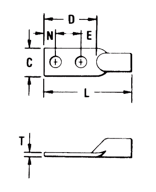 Dimensiones de la zapata terminal bimetálica YA27A5