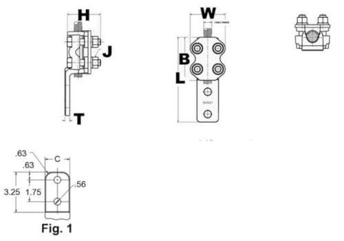 Dimensiones del Conector Burndy NAR42A2N