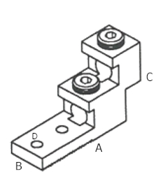 Dimensiones de la Terminal Bimetálica Escalonada 2ABV-600 dos Barrenos, recibe dos Cables entre 2 AWG y 600 MCM